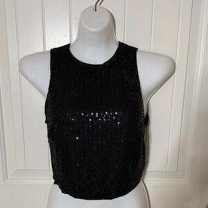 NWOT Glamorous Black Sequin Crop Top